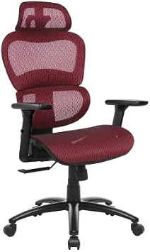 Ergonomic Office Chair, Home Office Desk Chairs, High Back Mesh Computer Chair with Lumber Support Adjustable Headrest, Armrest and Backrest, Swivel Task Executive Chair Red