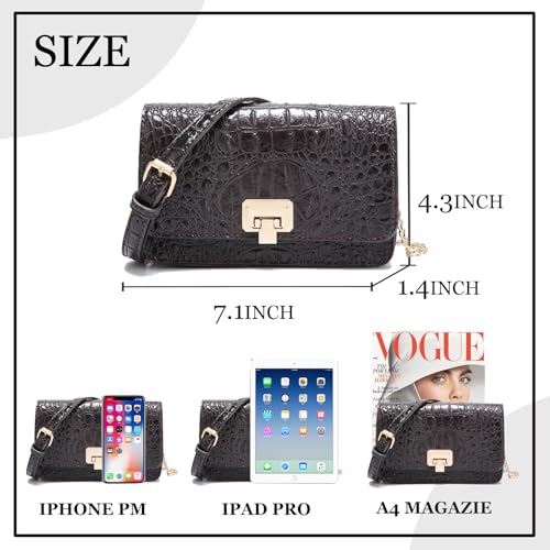 Image of Makcr Joacbv Small Crocodile Crossbody Cell Phone Purse for women Vegan Leather Clutch Wallet with Leather Shoulder Strap | Small