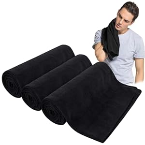 JISRKP 3 Pack Microfibre Sports Gym Towel, Super Soft and Absorbent Sports Towel, Sweat Towels for Gym, Fast Drying & Absorbent Workout sports towel Fitness, Yoga, Camping(Black)