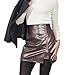 FLUFFY SENSE. Women's Leather Mini Skirt –Stretchy High Waisted Zipper Slit Faux Pleather Bodycon Short Pencil Skirt (US, Alpha, Large, Regular, Regular, Brown Croc-Embossed)