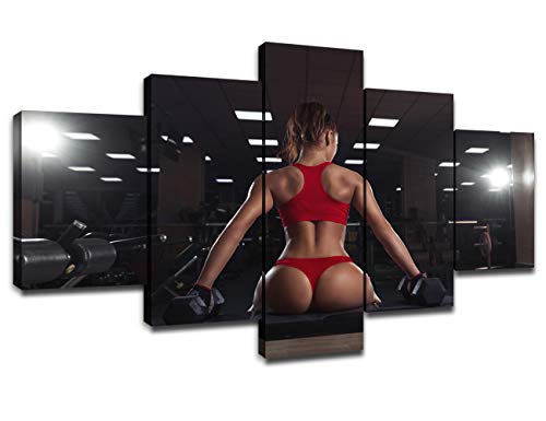 Muscular Training with Dumbbells Pictures for Wall Pop Art Paintings Sport Fitness Girl