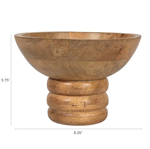 Bloomingville Round Carved Mango Wood Footed Bowl