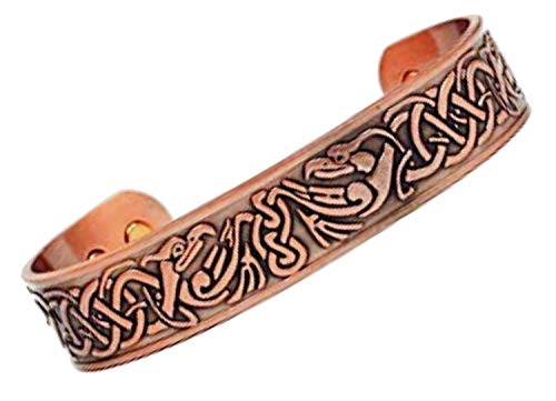 Phoenix Magnetic Therapy Celtic Copper Cuff Men's Large Bracelet Minimum 2000 Gauss Each Magnet