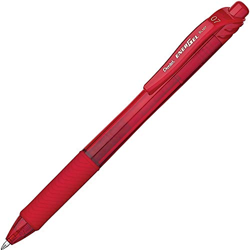 Energel Pentel -X Retractable Liquid Gel Pen (0.7Mm) Metal Tip, Red Ink, Box Of 12 (Bl107-B) #TOP25