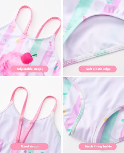 Image of WAWSAM Girls One Piece Swimsuit Kid Beach Swimwear Toddler Bathing Suit Quick Dry Swimwear for Little Girl Baby Summer Sports Surf Pool