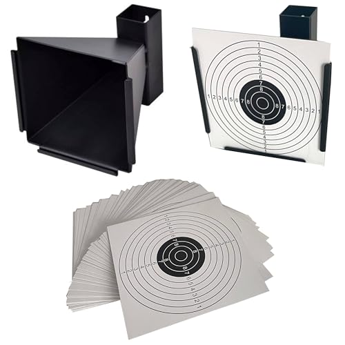 Tiro al Blanco, Tragabalín, + 100 Dianas, para Airsoft, Airgun, pellets y Tiro perdigones, dianas 250 gr/m2 estándares de 14 * 14 cm, Material de Acero, Negro