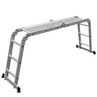 𝐂𝐑𝐀𝐅𝐓𝐅𝐔𝐋𝐋 Aluminium Mehrzweckleiter CF-104A | 𝟑 𝐉𝐀𝐇𝐑𝐄 𝐆𝐀𝐑𝐀𝐍𝐓𝐈𝐄 - Arbeitsplattform 145 x 30 x 3 cm - Leiter - Stehleiter - Gelenkleiter - Leitergerüst (Plattform 4x3 Sprossen) – Ansicht 9