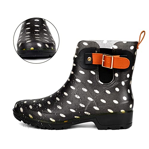 Geweo Gummistiefel Damen Halbhoch Chelsea Herren Wasserdicht Regenstiefel Frauen Atmungsaktiv Stiefel Gummi Kurzschaft Flach Dicke Sohle Arbeitsstiefel Dalmatians Gr. 38