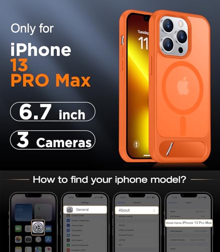 Image of Magnetic Compatible with iPhone 13 Pro Max Case, [Built-in Invisible Kickstand][Compatible with MagSafe][Military Grade Shockproof] Slim Translucent Matte Phone Case for iPhone 13 Pro Max 6.7 inch