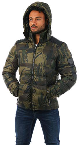 Young & Rich Herren Camouflage Stepp Winter Jacke mit Kapuze Tarn Militär Optik Look Warm gefüttert JK-455, Grösse:S, Farbe:Camouflage