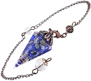 mookaitedecor Natural Healing Crystal Pendulum with Chain, Healing dowsing Reiki Crystal Point pendent