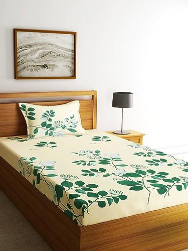 Image of Home Sizzler 144TC Nature Embrace Lush Green Double Bedsheet with 1 Pillow Cover