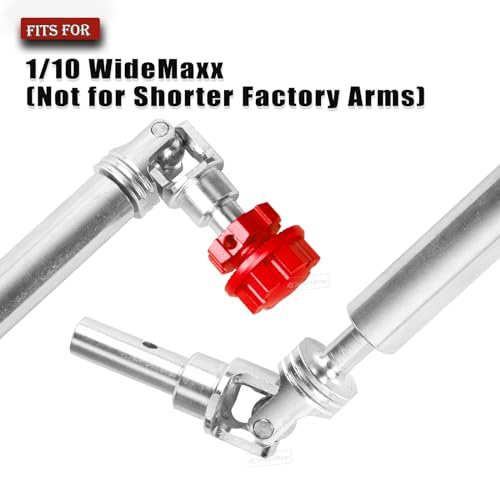 Image of RcarmumbWow Driveshafts Axles Upgrades Part for 1 /10 WideMaxx (Not for Shorter Factory Arms),#45 Steel Front Rear Drive Shafts CVD 4pcs,w /Wheel Hex Nuts,Replace #8996X,Silver & Red