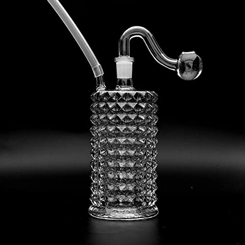 Pipe en verre - Brûleur à huile - Bong à eau - En verre pyrex - Épais et transparent - Petit pipe à bulleur - Mini bas de ligne pour fumer Cover
