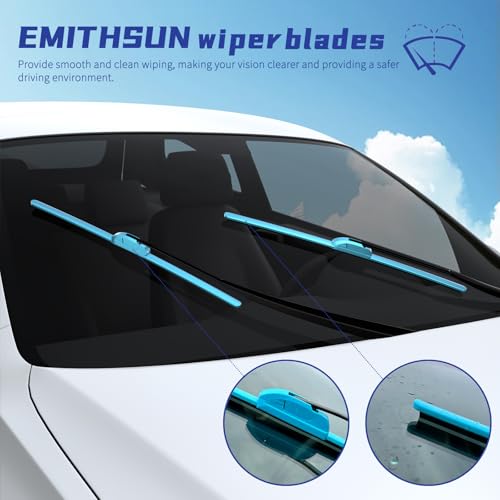 Image of OEM QUALITY 28 inch + 14 inch Premium All-Seasons Durable Stable And Quiet Blue Windshield Wiper Blades (Set of 2)