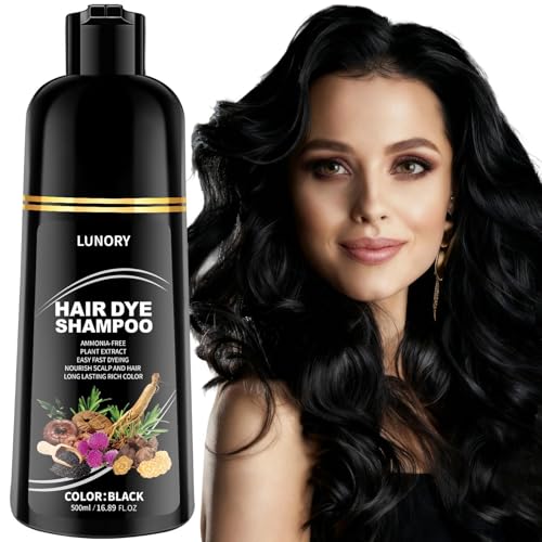 Lunory Black Hair Dye Shampoo 3-in-1, 500ml