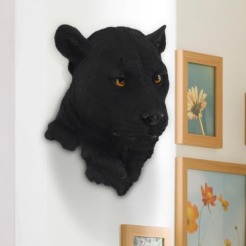 Tissting Décoration Murale Tête D'animal, Sculpture Décorative Sculpture de Tête d'animal Simulée 3D Léopard Tête d'animal Pendentif en Résine Accessoires pour La Maison