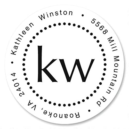 Simplicity Monogram Personalized Return Address Labels – Set Of 144, Round, Self-Adhesive, Flat-Sheet Labels, By Colorful Images #TOP5