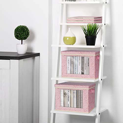 Decorative Storage Boxes With Lids- 15.5"X11.8"X11.8" Sturdy Pink Storage Bins Large Clothes Organizers And Storage Kids Toy Box Plate Storage Organizer For Nursery Bedroom #TOP4