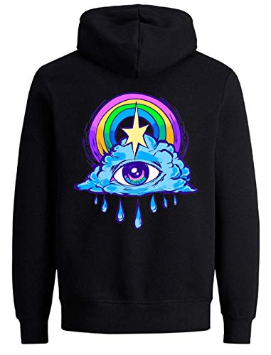 Sweat à capuche Illuminati Eye pour homme et femme au style psychédélique Rainbow Cloud
