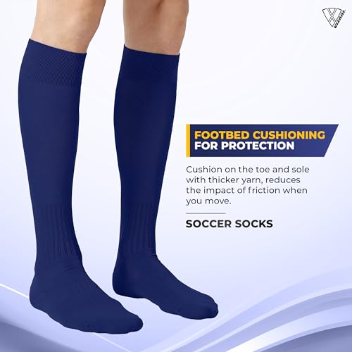 Vizari Soccer Tube Socks for Youth & Adult - Compression Socks with Cushioning Support for Football, Baseball, Rugby & Hockey3