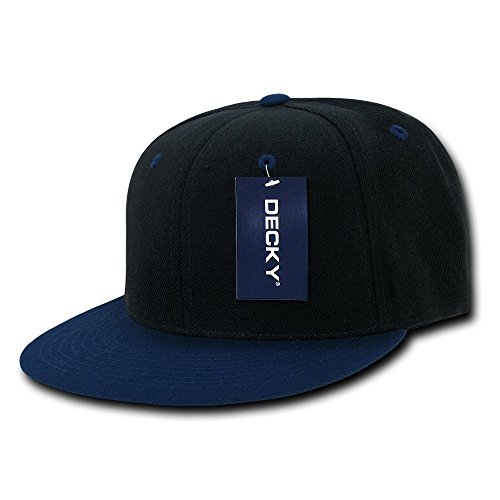 Decky 2Tone Flat Bill Snapbacks, Black/Navy, One Size #TOP8