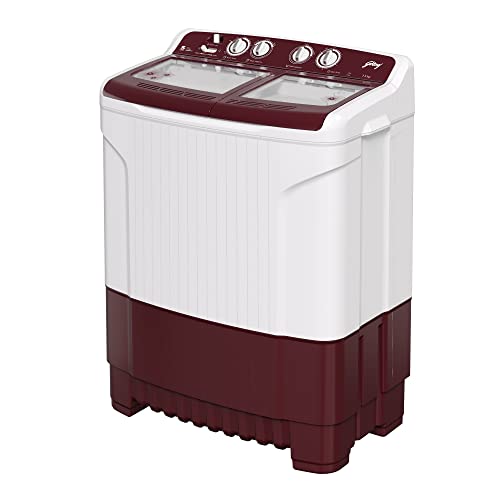 Image of Godrej Edge 7.5 Kg 5 star Semi-Automatic Top Loading Washing Machine Appliance (WS EDGE 75 5.0 TB3 M WNRD, Wine Red, Toughened glass lids)