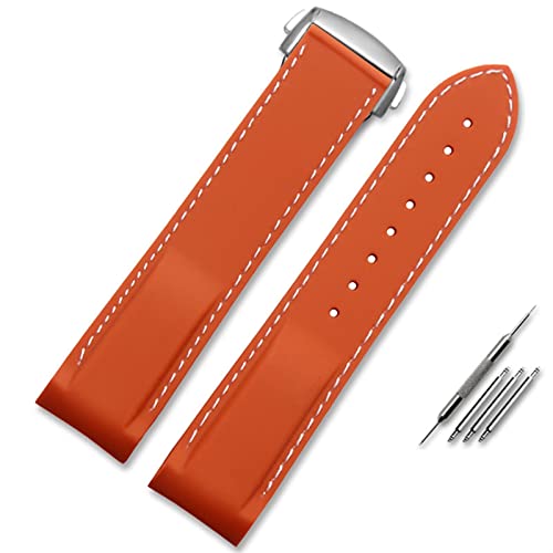 Bande de montre en silicone 22mm avec fermoir pliant style Omega
