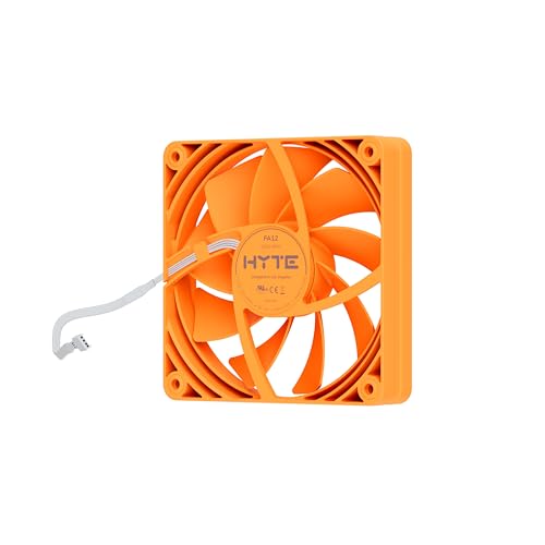 Image of Hyte Flow FA12 120mm PC Case Fans 4-Pack, High Performance, Low Noise, 1500 RPM, 4-Pin PWM, Fluid Dynamic Bearing - Astral Orange (Orange)