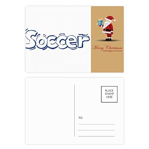 Cartes postales de football bleu et Père Noël correspondance pour souhaits de fin d'année