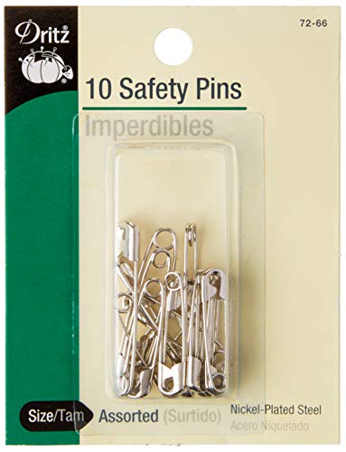 Dritz 72-66 Safety Pins, Size 1 & 2 (10-Count)