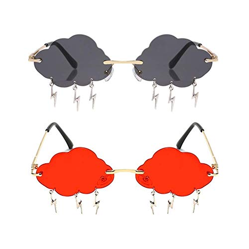 Cloud lightning Sunglasses Women/Men Rimless Wave Cute Glasses for Party Funny Disco Trendy Streetwear eyewear2