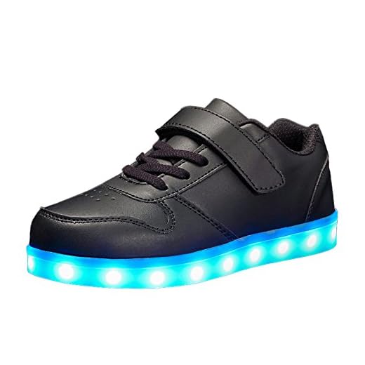 Voovix Unisex lätta barnskor med fjärrkontroll LED lysande blinkande lågtopp sneakers USB-laddning skor för flickor och pojkar, svart, 36 EU