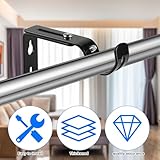 4 Heavy Duty Curtain Pole Holders, Adjustable for 25mm Poles, Black Metal Wall Rod Brackets - Image 3