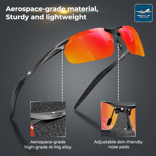 Image of DADA-PRO Polarized Sunglasses Men Sport Driving Sun Glasses Ultralight Al-Mg Mirrored Shades UV400 Protection
