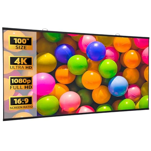 Image of Projector Screen 100 inch, Fresnel Anti Light Projector Screen 16:9 Foldable Anti-Crease Portable Projector Movies Screen for Home Theater Outdoor Indoor Support Mid/Long Throw Projectors