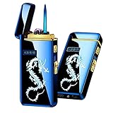 ZOIPPDMS Electronic USB Rechargeable Lighter with Smart Fingerprint Ignition - Flameless Windproof Plasma Mute Cycle Charge for Camping Indoor (Blue Ice Dragon)