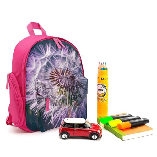 Botany Dandelion Purple Backpack for Men Women, Durable Small Bookbag Lightweight Daypack for Travel, Hiking, Pink-style3