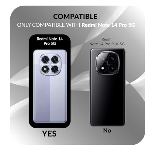 Image of Back Cover Case + Screen Protector for Redmi Note 14 Pro 5G | Transparent & Black Mobile Phone Back Case Cover for Redmi Note 14Pro | Camera Protection | Redmi Note 14 Pro 5G PC Black Case