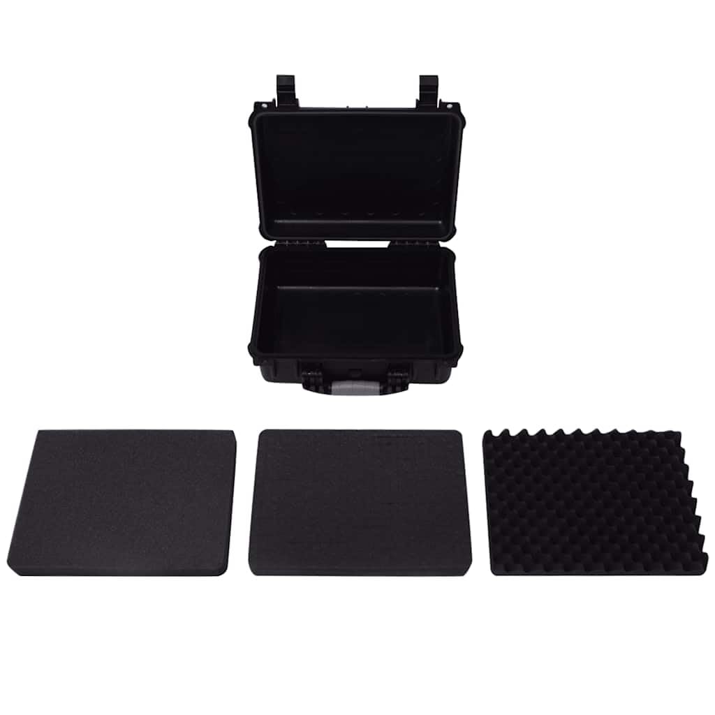 Uniwersalna walizka czarna 40,6 x 33 x 17,4 cm polipropylen ABS walizka na aparat z zaworem ciśnieniowym O-ring i 3 wkładkami piankowymi do aparatu, obiektywów, akcesoria podróżne