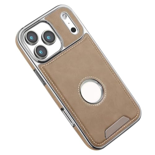 Coque iPhone 17 Pro anti-chute grise étui mince protection antichoc en cuir plaqué