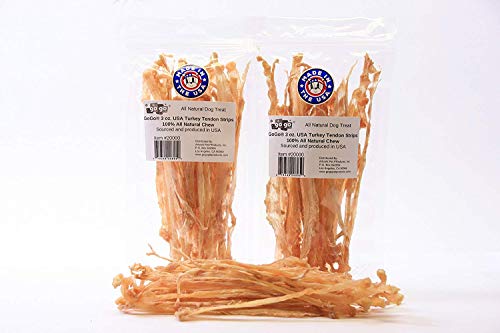 GOGO 3oz Turkey Tendon Strips Dog Chew Treats Sources and Made in The USA (2 Pack)