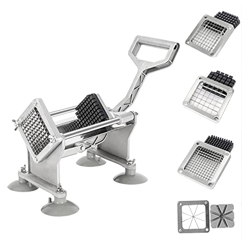 Nc Vertical French Fries Machine With Four 3/8" & 1/4" & 1/2" Flower Blades & 4Pcs Suction Cups & 2Pcs Expansion Bolts Silver & Black #TOP16