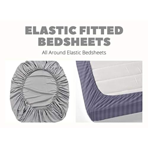 Image of Premium Velvet Solid Woollen Elastic Fitted Bedsheets for Double Bed King Size (Size 254 x 265 Cms), with 2 Pillow Covers Elastic, Covers (46 x 68 Cms) (Gray)