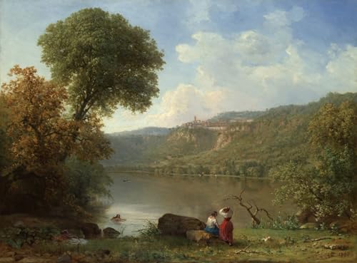 Affiche Toile Image Lac de Nemi Éviter Murs Vides Rendu Peinture Huile Bureau Inspirant 60x90