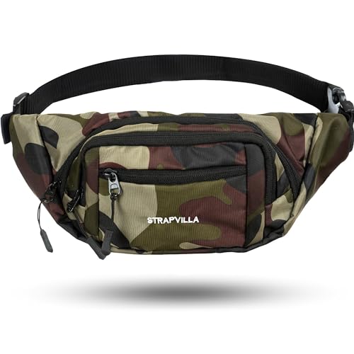Image of Waist Bag for Man & Women | Fanny bag for Men | Trendy Mobile waist Pouch Pocket Bag for Girls and boys | Waterproof Hip and side Bags for Outdoor Hiking Travel with Rain Cover (Camouflage)
