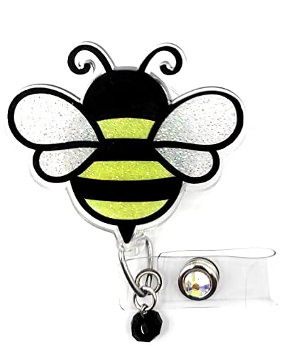 Acrylic Bee Badge Reel | Bee Lover Gift | | Funny Badge Reel | Bumble Bee Badge Reel | Nurse Gift | Teacher Gift | Bee Gift