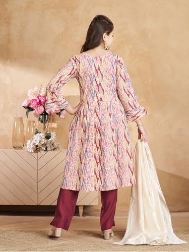 Image of Aarika Girls Ethnic Wear Grey Colour Abstract Print Kurti