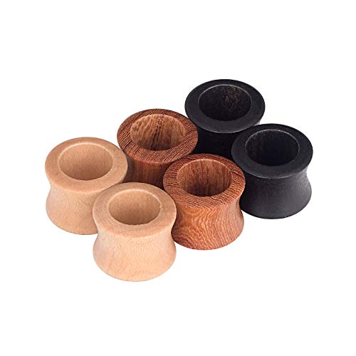 Stuppendux 6Pairs Wood Silicone Ear Plugs Tunnels Expander Hanger Gauges Earrings Stretching Body Piercings Jewelry Gauges For Women Men 0G 8Mm #TOP5