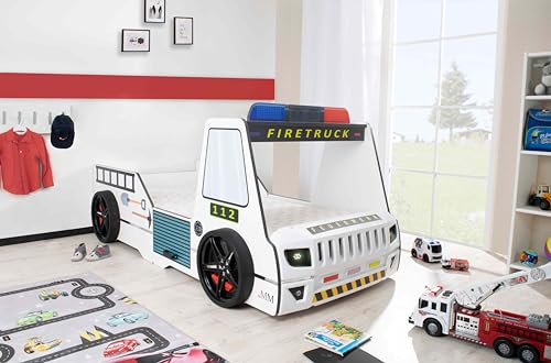 Aileenstore Feuerwehrbett Kinder 90x200 Spielbett Kinderbett Rio Firetruck...